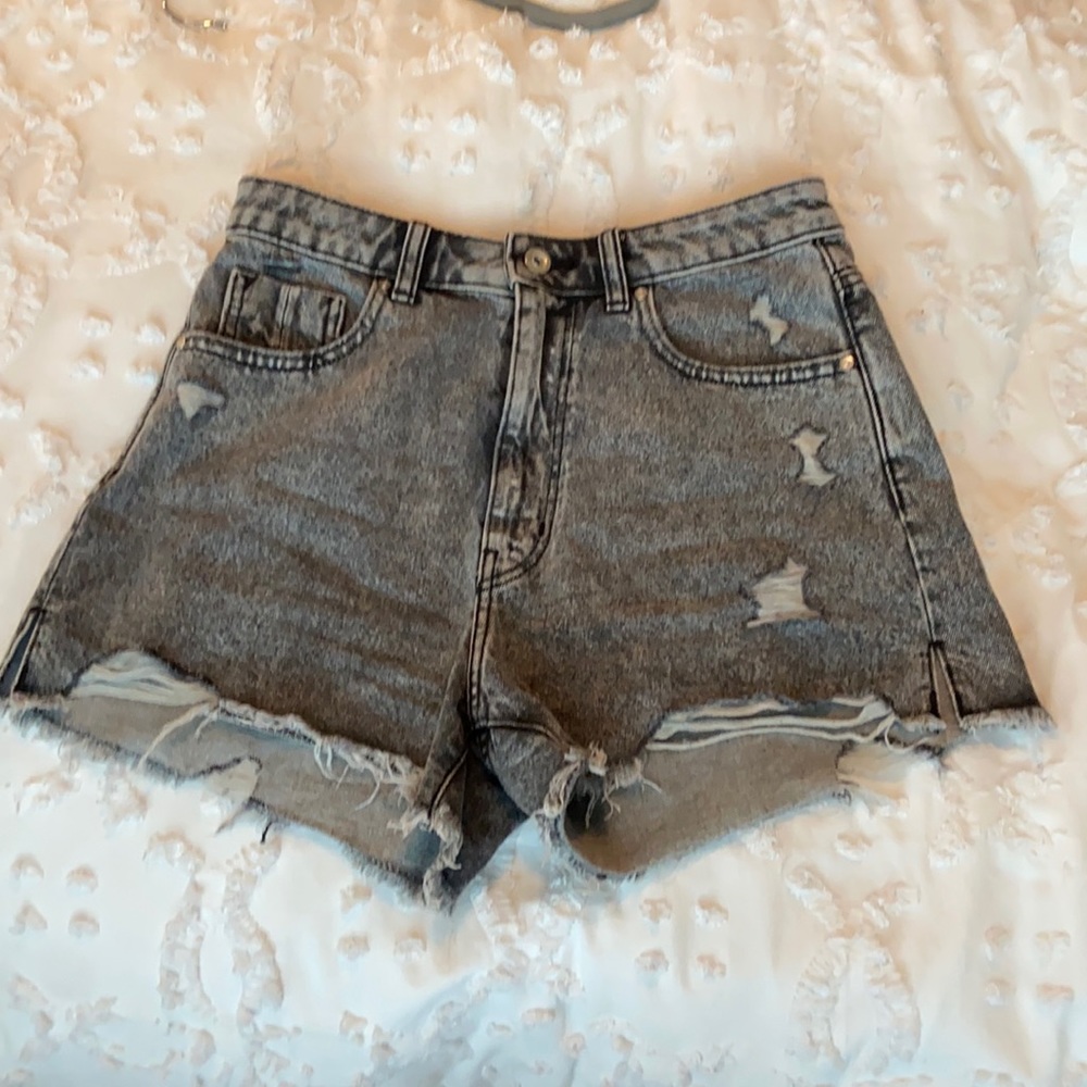 Gray denim shorts